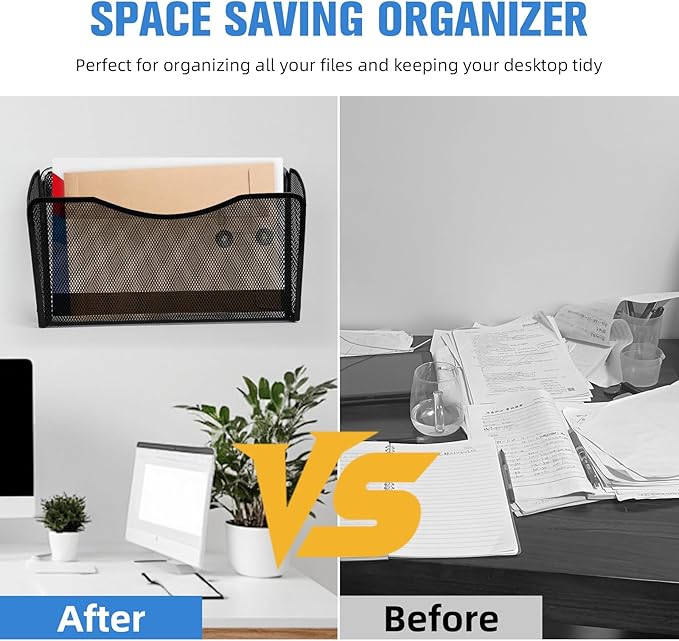 2-Pack Magnetic File Holder-File Folder Organizer, No Drilling Paper Document Holder, Large Capacity Office Hanging Magazine Rack for Refrigerator, File Cabinets, Whiteboard, Office