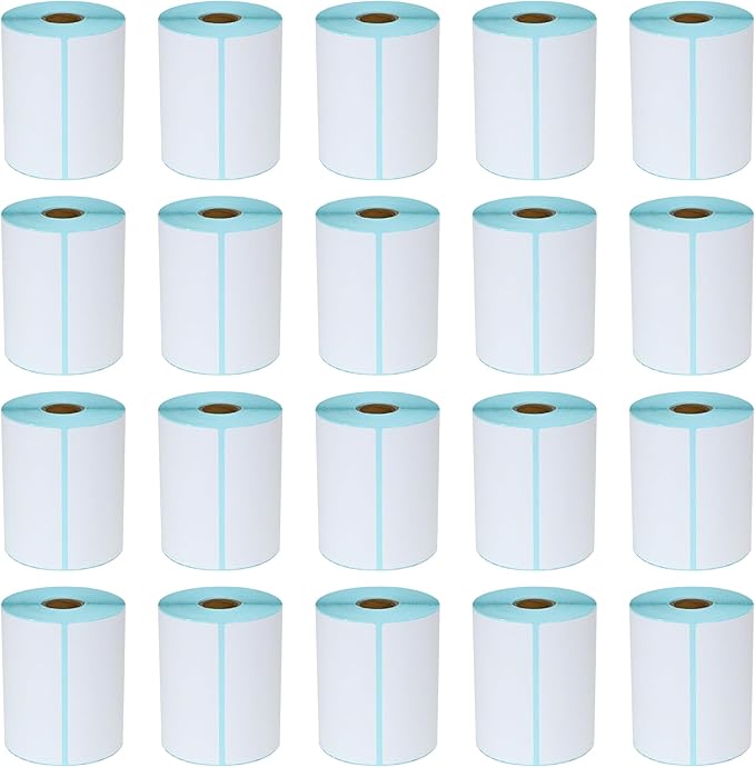 L LIKED 4"x 6" Direct Thermal Labels White Perforated Shipping Labels, 250 per Roll, 20 Rolls - Commercial Grade