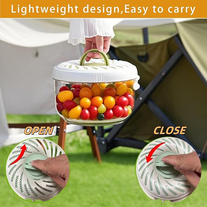 2025 Upgrade Fruit Washing Bowl with Strainer(2.85QT+1QT),3 in 1 Multipurpose Drain Basket with Lid & Ice Box,Foldable Handle Fruit Strainer,Fruit Washer Perfect for Fridge Storage and Outdoor Picnics