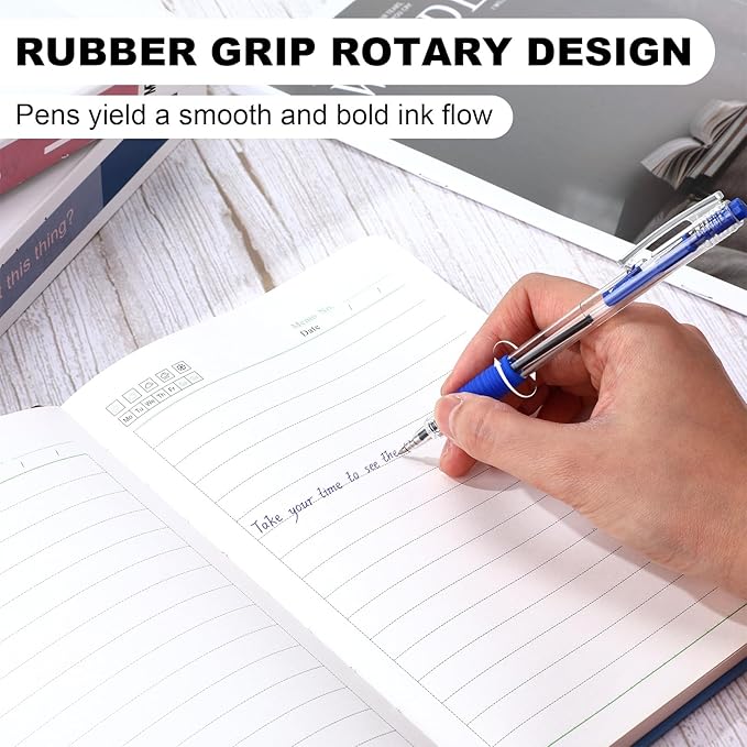 200 Pack Blue Gel Ink Pens Bulk, 1.0mm Retractable Click Point Ballpoint Pens Smooth Writing with Comfortable Grip for Back to School Office Classroom Business Home Work Supplies