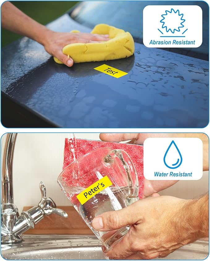 Weemay 3 Pack TZe-621 Compatible for Brother P-Touch Label Tape 9mm 0.35 Black on Yellow TZe TZ Tape TZ-621 TZ621 TZe621 3/8 Label for PTouch PTD210 PTD220 PTH110BP PTD410 PTD600 Printer