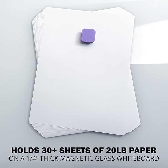 Glassboard Studio MiniBar Magnet - Strong Neodymium Rare Earth Magnets for Fridge, Whiteboard, Locker & Magnetic Glassboards - Ideal for Crafting & Office Use - Strong Fridge Magnets (Snow White, 4)