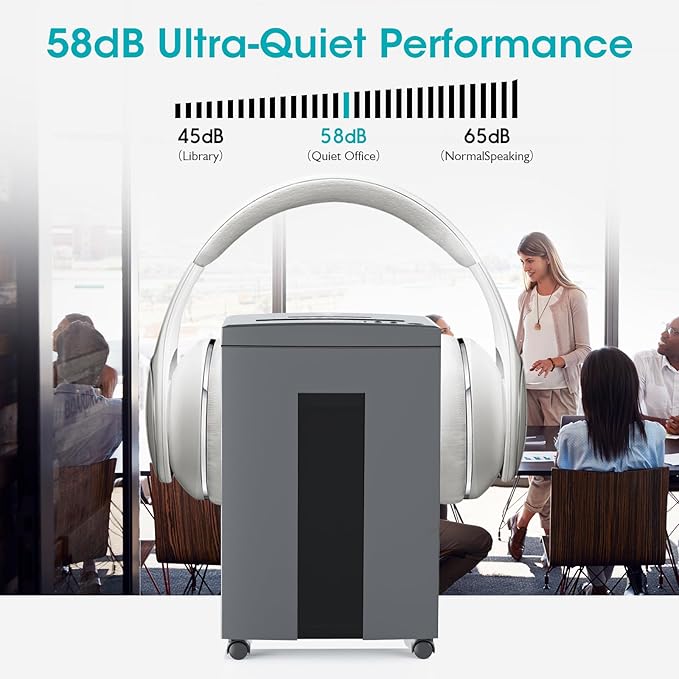 WOLVERINE 18-Sheet Shredders for Home Office Heavy Duty P-4 Security Level Crosscut Paper Shredder Paper/CD/Card Ultra Quiet Paper Shredder for Home with 6 Gallons Pullout Waste Bin SD9113(Grey ETL)