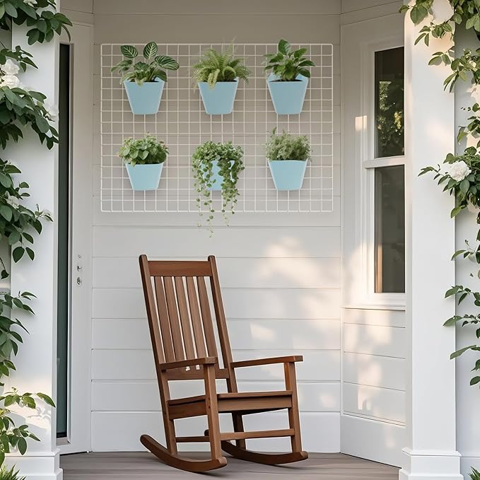 G.CORE Large Grid Wall Bins - 6Pack Blue Gridwall Accessories Hanging Cups with Back Hooks - Plastic Grid Wall Panels Organizers Wire Shelves Holders for Garage Garden Craft Office Tools Storage