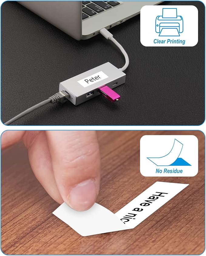 Weemay 3 Pack TZe-221 Compatible for Brother P-Touch Label Tape 9mm 0.35 Laminated White TZe TZ Tape TZ-221 TZ221 TZe221 3/8 Label for PTouch PTD210 PTD220 PTH110BP PTD410 PTD600 Printer