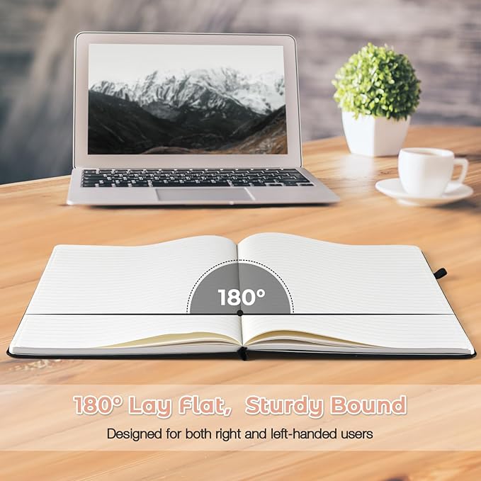 College Ruled Notebook, A4 Hardcover Leather Notebook for Work, Lined Notebook Journal for Women, Men, 192 Thick Paper, 8.5" x 11", Large Notebook with Pockets, Professional Business Notebook, Pink