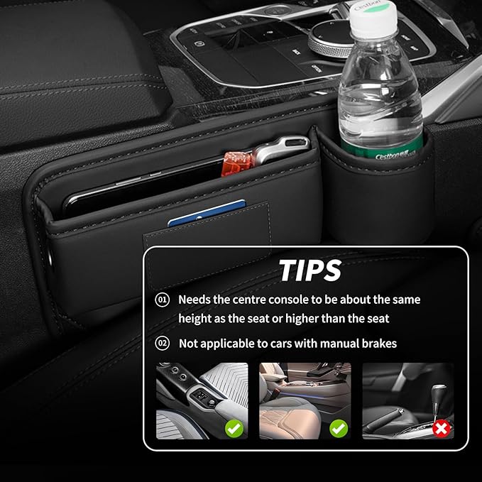 Kwak's 2 Pack Car Seat Gap Filler Organizer, Multifunctional Universal Storage box with Cup Holder for Phone, Glasses (Red)