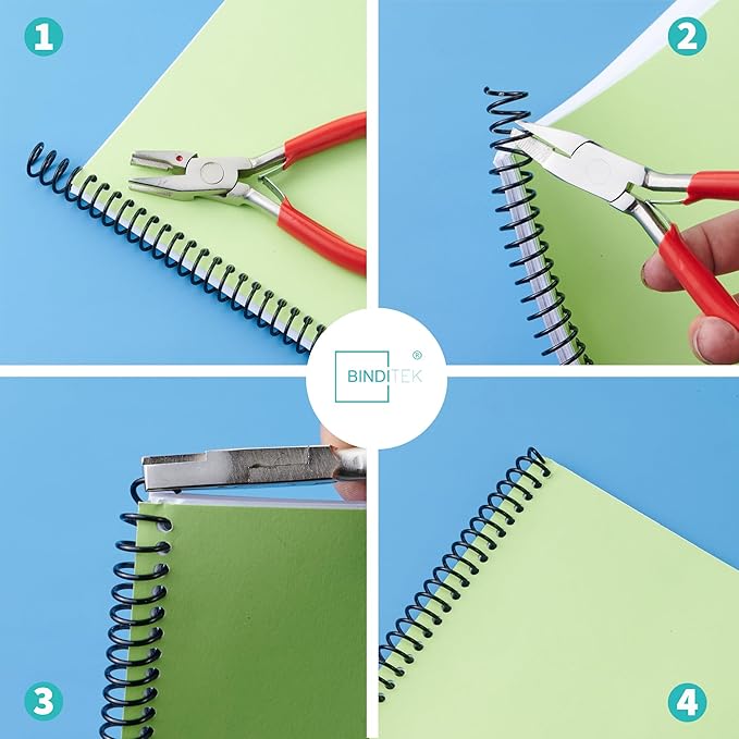 Binditek 50 Pack Plastic Spiral Binding Coils, 25mm(1"), 215 Sheet Capacity, 4:1 Pitch, Black, 48 Loops, for Letter Size, for Students and Coworkers