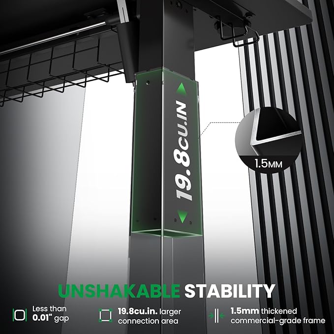 SIAGO Electric Standing Desk Adjustable - 63 x 24 Inch Sit Stand up Desk with Cable Management - 3 Memory Preset Adjustable Height Table