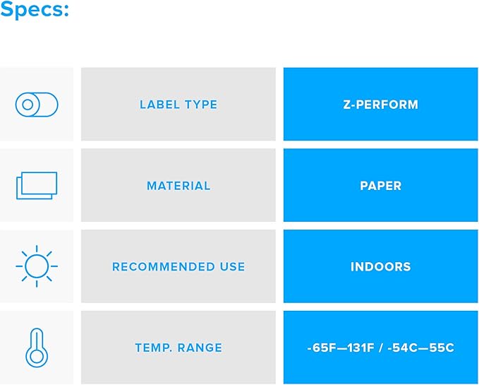 Zebra 3 x 3 in Direct Thermal Paper Labels Z-Perform 2000D Permanent Adhesive Shipping Labels 1 in Core 6 rolls 10031638SP