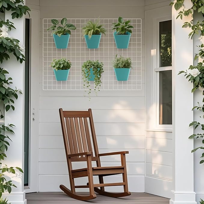 G.CORE Large Grid Wall Bins - 6Pack Green Gridwall Accessories Hanging Cups with Back Hooks - Plastic Grid Wall Panels Organizers Wire Shelves Holders for Garage Garden Craft Office Tools Storage