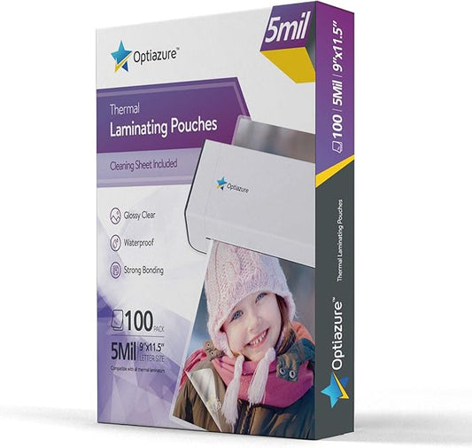 Thermal Laminating Pouches 9"x11.5" Inches, 5mil 100Pack, Clear, Letter Size