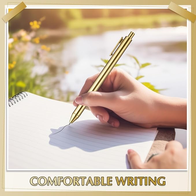 30 Pcs Gold Metallic Slim Ballpoint Pens Bulk Retractable Black Ink Medium Point (0.5mm) Smooth Writing Pens for Wedding Bridal Shower Business Office Students Teachers