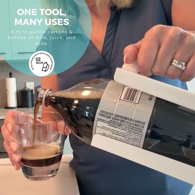 Carton Caddy XL Half Gallon Milk Carton Holder with Handle, Juice Box, Soda Bottle and Milk Half Gallon Holder with Handle, Rust Free, Dishwasher Safe, Reusable, Easy to Clean, Ergonomic