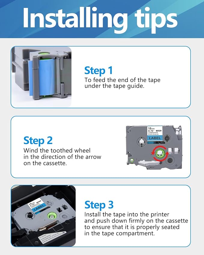 Weemay Compatible 3 Pack TZe-541 Replacement for Brother P-Touch Label Tape 18mm 0.7 Black on Blue 3/4 TZe TZ Tape TZ-541 TZ541 TZe541 for PT-D400AD PT-D610BT PT-D600 PT-D410 Printer, 0.7" x 26.2'