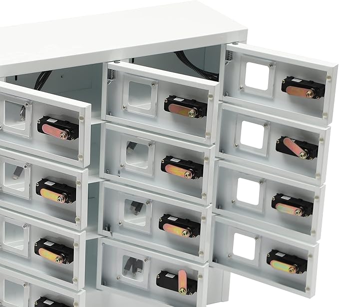 12 Slot Cellphone Charging Station, Locker Charging Station with Multiple Protection Function 3In1 Charging Ports and Plug-in Power Cord Combination Lock Mini Storage for Schools Airports Etc