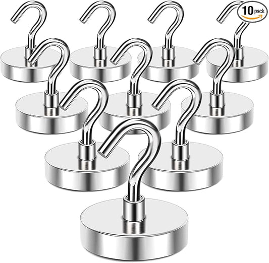 MIKEDE Strong Magnetic Hooks, 120Lbs Heavy Duty Magnetic Hooks for Cruise Cabin, Neodymium Earth Magnets with Hooks for Hanging, Super Metal Industrial Magnetic Hanger for Grill, Cruise, Storage