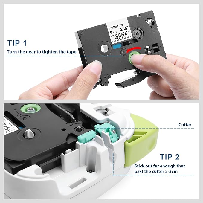 Label KINGDOM TZe-221 TZ Tape 9mm 0.35 Laminated White Replacement for Brother TZe221 9mm Label Tape Black on White 3/8 Inch Compatible with Brother P Touch PT-D210 PT-D220 PT-H110 PT-D400, 4-Pack