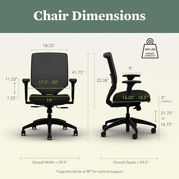 HON Solve Task Chair, Ergonomic Office Chair Mesh Back Support, Adjustable Lumbar, with Wheels, Height-Adjustable Arms, for Computers, Desks, Home Office, Black
