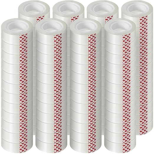 72 Rolls Transparent Tape Refills, Clear Tape, 3/4 x 800 Inches, Glossy Gift Wrapping Tapes for Dispenser, Office, School, Home