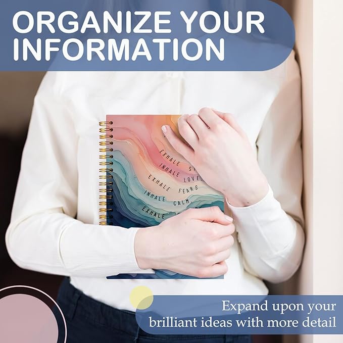 SNNDER Inhale Exhale Mental Health Notebook Journal, Guided Journal for Mental Health, Therapy Journaling Notes Notebook, Psychology Gifts Hardcover Spiral Notebooks 5.5x8.3 Inch