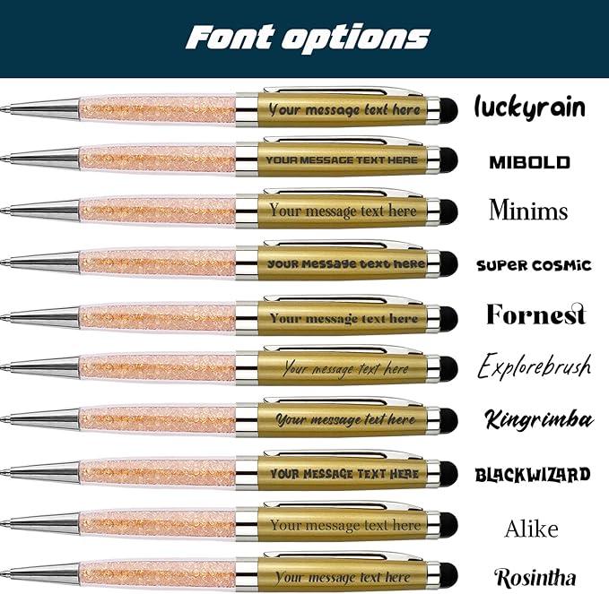 Yastar Personalized Pens with Stylus Tip - FREE PERSONALIZATION - Customized Stylus Ballpoint Pens with Your Name,Text,Message for Business,Graduation,Anniversaries-Custom Gift 12pcs/Pack