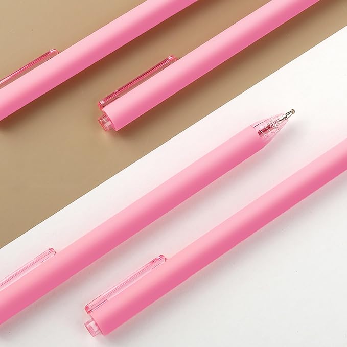 deegtran Pens Bulk, 50 Pack Smooth Pink Ink Ballpoint Pen, Wholesale Retractable Pens, No Bleed Aesthetic Click Pen Medium Point, 1.0MM