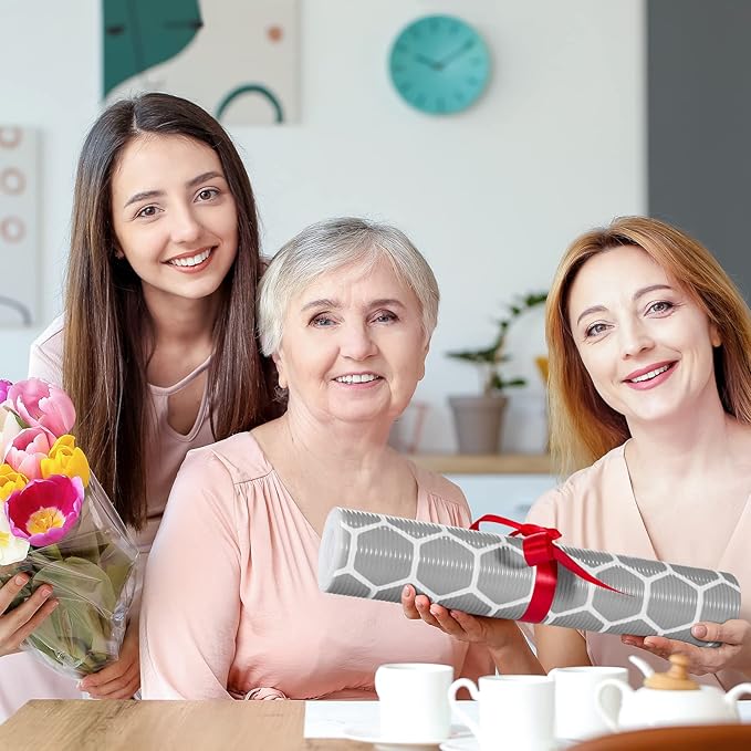 Glotoch Premium Non Slip Shelf Liner 12” X 20 Ft, Non Adhesive Drawer Liner, Waterproof Shelf Paper for Kitchen Cabinets, Drawer, Fridge, Wire Shelving, Pantry, Bathroom-Heavy Duty,Geometric Grey