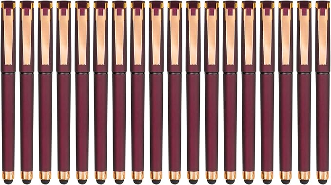 Linbsunne Black Gel Pens 0.7mm Medium Point Pen Office Pens 2-in-1 Stylus Pens for Touch Screens Gel Ink Rollerball Pens for Writing (18 Pack-red)