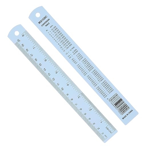 PATIKIL 20cm/8" Metal Ruler, 2 Pack Aluminum Alloy Rulers with Centimeters, Millimeters, Inches and Conversion Table Straight Edge Ruler for Writing Machinist Drafting, Blue