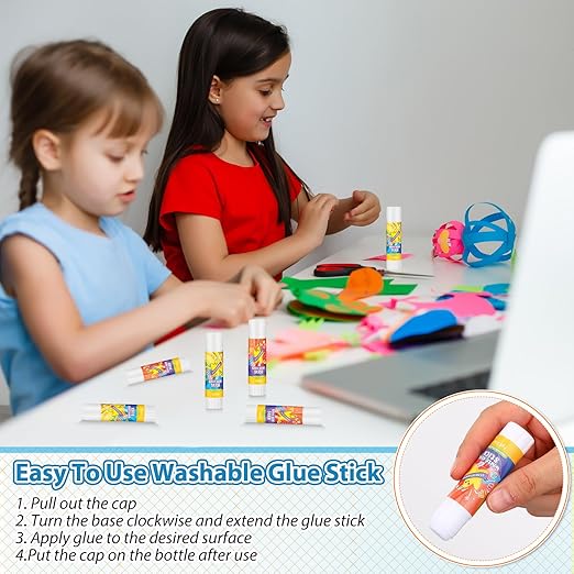 Zubebe 200 Pcs White Glue Stick Bulk Back to School Gifts First Day Sets 0.32 oz Washable Glue Stick for Crafts Home Classroom Prize Party Supplies Scrapbooking Crafting Supplies (Star)