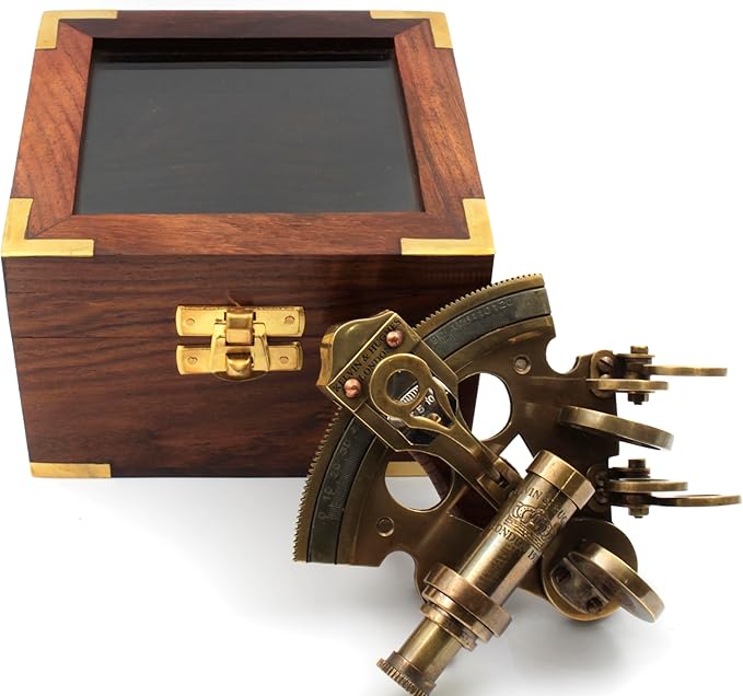 Nautical Bronze Sextant – Solid Brass Maritime Astrolabe | Vintage Ship Navigation Instrument for Nautical Decor, Collectibles, Maritime Gifts, and Navigational Tools