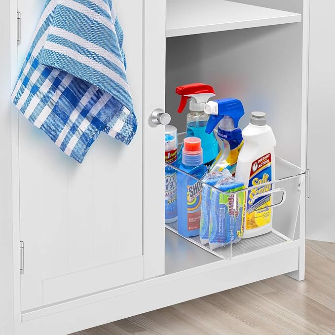 Sorbus Medium Clear Plastic Storage Bins for Shelves, Clothes, with Handle - Clear Storage Bins, Drawer, Shelf, Closet, Pantry, Fridge, Freezer Organizer Bins, Closet Organizers and Storage (8 pack)