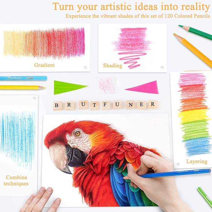 LBW Colored Pencils Oil Pencils Soft Core Color Pencil Set Drawing Pencil Ideal for Adult Coloring Books Kids Artists Beginners (120)