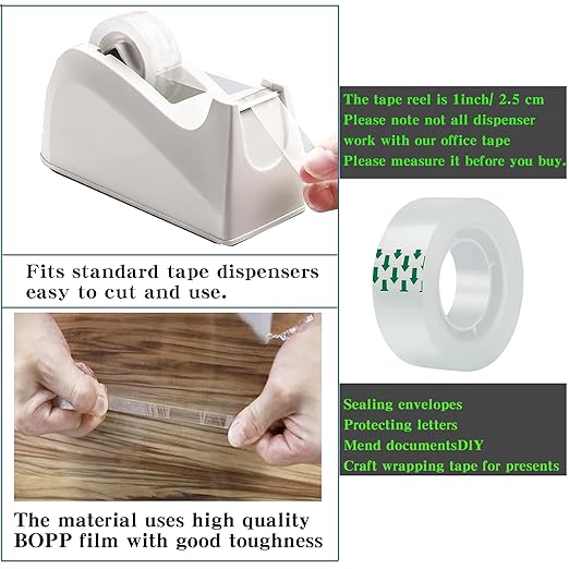 12 Rolls Transparent Tape Refills Rolls Each Rol 1 inch Corel 3/4 x 980 Inches,for School,Office, Home.