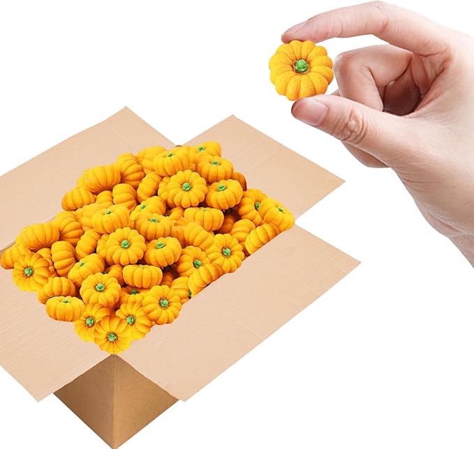 Pumpkin Erasers Bulk 100pcs Party Favors Mini Pumpkin Erasers for Children Students Back to School Gifts Classroom Counting Math Manipulative Counters Teacher Rewarding Gift