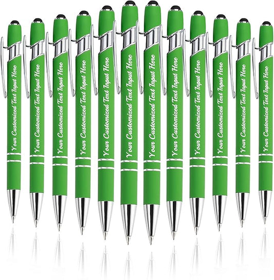 Personalized Ballpoint Pen 12pcs, Custom Pens Free Engraved Bulk with Name Logo, Soft Black Ink Stylus with Touch Metal Office, Gift for Anniversaries, Graduations, Birthdays