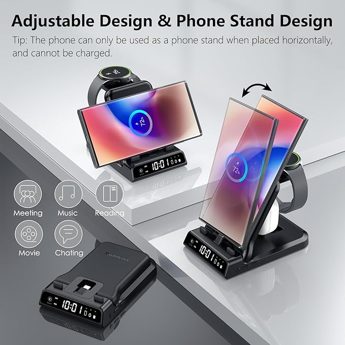 25W USB C Fast Charging Station for Samsung, SwanScout 701S, Foldable 3 in 1 Charging Dock Stand for Galaxy S25/S24/Z Flip 7/Fold 7/A56/A36/USB C Buds, Charger for Samsung Galaxy Watch Ultra/8/7/6/5