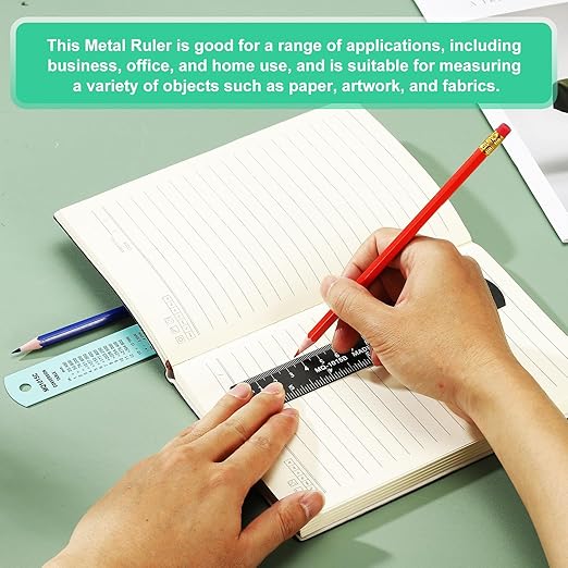 PATIKIL 30cm/12 Metal Ruler, 2 Pack Aluminum Alloy Rulers with Centimeters, Millimeters, Inches and Conversion Table Straight Edge Ruler for Writing Machinist Drafting, Purple