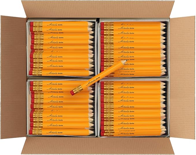 Mini Golf Pencils With Erasers - 384 Count - Classic Pre-Sharpened #2 HB American Pew Pencils Standard Hex Shaped Bulk Pack