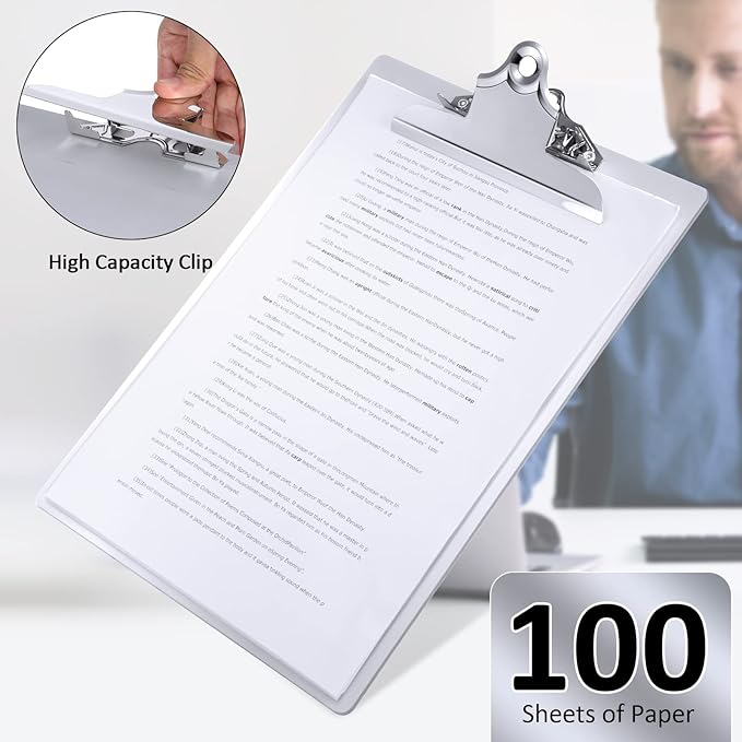 12 Pcs Metal Clipboard Heavy Duty Aluminum Clipboards 12 x 9 Inch Metal Clip Board with Low Profile Clip A4 Letter Size Document Holder for Office School Medical Jobsite Laboratory
