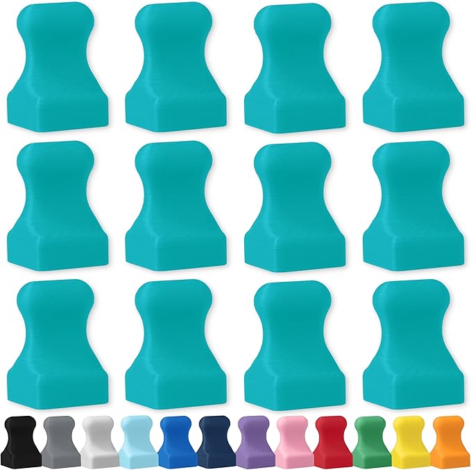 Glassboard Studio MiniBar Magnet - Strong Neodymium Rare Earth Magnets for Fridge, Whiteboard, Locker & Magnetic Glassboards - Crafting & Office Use - Strong Fridge Magnets (Seaside Teal Pawn, 12)