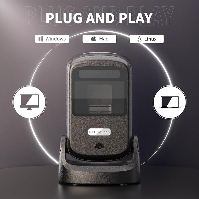 NetumScan Automatic Hands-Free Barcode Scanner - 1D/2D Desktop USB Wired Scanner for Retail Store, Warehouse, Supermarket, POS System, Checkout Counter (Windows/Mac/Linux)