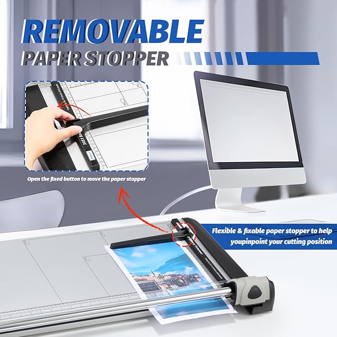 Rotary Paper Trimmer, 15 Sheets Heavy Duty Paper Trimmer, 670mm(26.37") Cutting Length, Commercial Grade Rotary Paper Cutter for Home/Office/School, Black & Silver