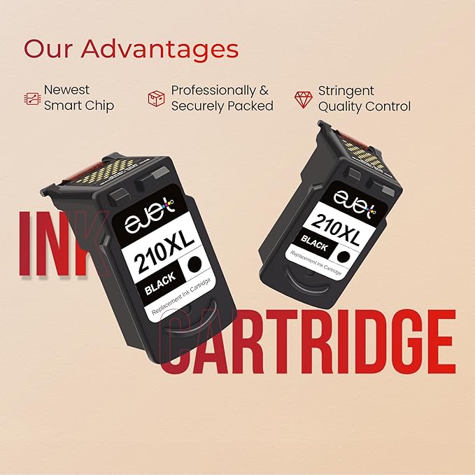 ejet 240XL PG-240 Black Ink Cartridge Remanufactured Replacement for Canon 240XL Black Ink Cartridge PG-240 XL for Canon Pixma MG3620 TS5120 MG2120 MG3520 MX452 MX512 MX532 MX472 Printer (2-Black)