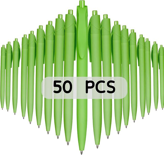 BallPoint Pens, 50 Pack (BLACK Ink),Bulk Pens, Light Green Barrel,Click Pens for Office Home and School, Retractable Ballpoint Pens, Medium Point, 1.00MM (Light Green)