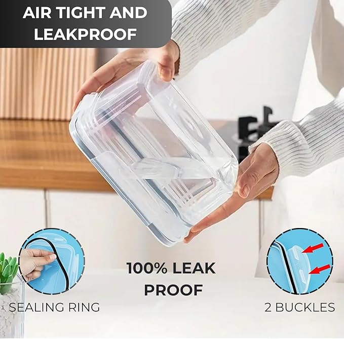 4 PCS Fruit Containers for Fridge, Leakproof fruit storage containers for fridge with Removable Colander