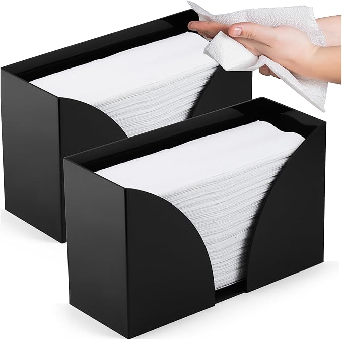 Countertop Paper Towel Holder for Wall Mount, 2 Pack - Acrylic Paper Towel Dispenser & Napkin Holder for Bathroom - Kitchen Accessories