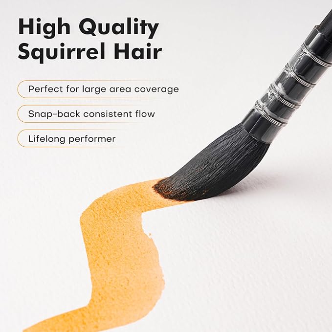 Watercolor Paint Brushes, 5pcs Fuumuui Professional Sable Brush, Wool & Synthetic Squirrel Brushes Set with Extended Needle, Round Point, Flat, Quill Wash Perfect for Watercolor Acrylic Gouache Inks