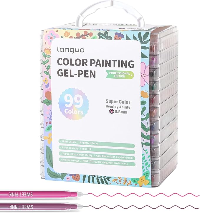 Gel Pens for Adult Coloring Books, 99 Colors Set Gel Colored Pens Marker, Perfect Gel Pens for Adult Drawing Doodling Journaling, Art Supplies and DIY Crafts